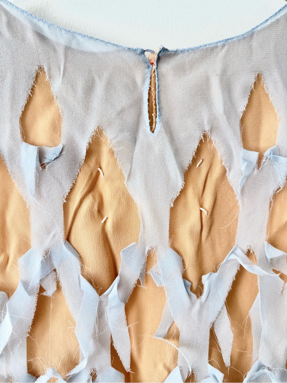 Maison Margiela Pale Blue Deconstructed Silk Top with Underlay - Size 40IT - Picture 4 of 11
